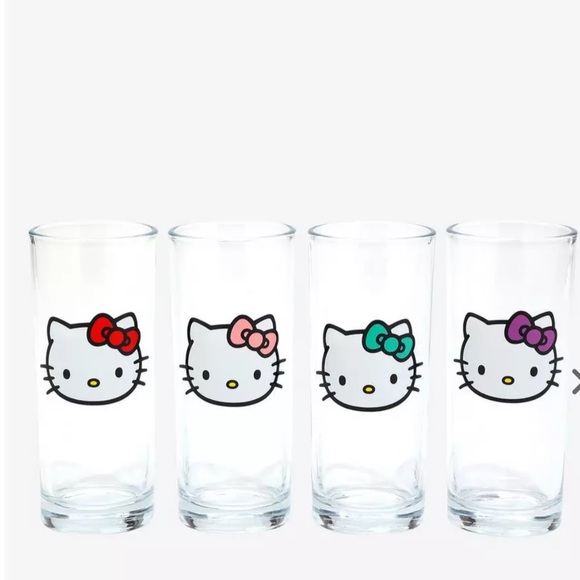 🆕 Sanrio Hello Kitty Faces Multicolor Bow Glass Set - Picture 5 of 5
